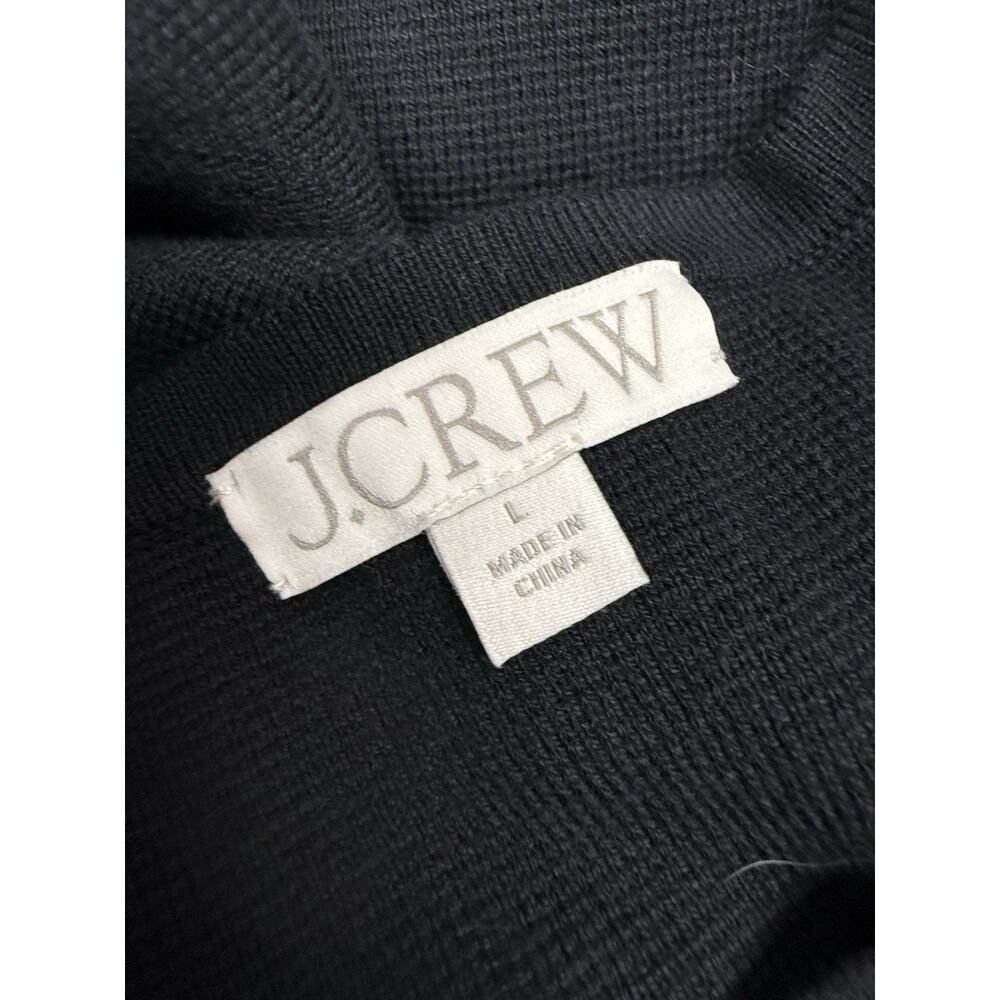 J.Crew Long Giselle Sweater Dress Black Gold Button Knit Collared Look L - Picture 7 of 8